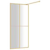 Walk-in Shower Wall with Clear ESG Glass Gold 90x195 cm 154945