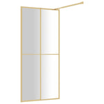 Walk-in Shower Wall with Clear ESG Glass Gold 100x195 cm 154947