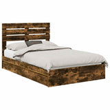 Storage Bed with Drawer Smoked Oak 120 x 200 cm Engineered Wood 3411582