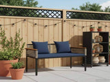 Outdoor Bench Grey and Navy Blue 117 x 54 x 74.5 cm Poly Rattan 42025241