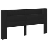 Storage Headboard with LED Black Engineered Wood 3418694