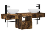 Bathroom Furniture Set 3 pcs Smoked Oak Engineered Wood 3405582
