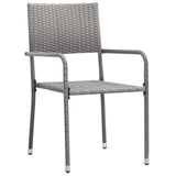 3 Piece Garden Dining Set Poly Rattan & Solid Acacia Wood Grey 3059464