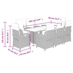 9 Piece Garden Dining Set with Cushions Grey Poly Rattan 3212493