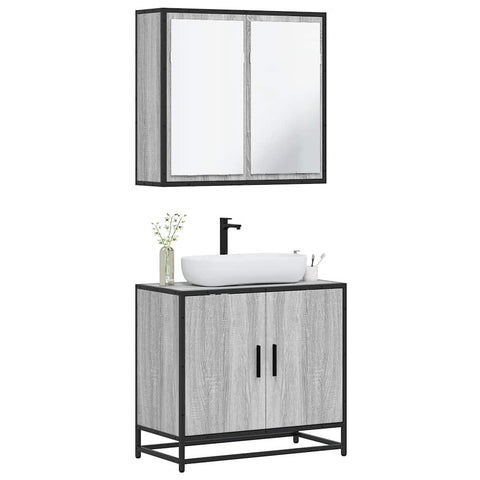 ZNTS 2 Piece Bathroom Furniture Set Grey Sonoma Engineered Wood 3300888