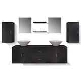 Nine Piece Bathroom Furniture and Basin Set Black 272229