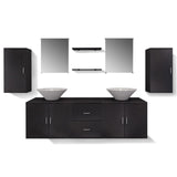 ZNTS Nine Piece Bathroom Furniture and Basin Set Black 272229