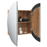 Bathroom Cabinet with Round Mirror&LED Oak 54x54x17.5 cm 345590