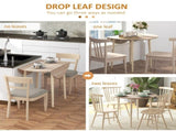 Folding Dining Table for 4, Round Drop Leaf Table, Modern Space Saving Small Kitchen Table with Wood T3398P343147