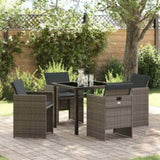 Garden Dining Set with Cushion 5 pcs Grey Poly Rattan 3379948