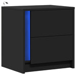 ZNTS Bedside Cabinet with LED Lights Black Engineered Wood 852049