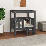 Dog Bed Grey 65.5x50.5x70 cm Solid Wood Pine 822374