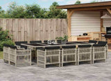 13 Piece Garden Dining Set with Cushions Light Grey Poly Rattan 3211043