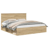 Bed Frame with Headboard Sonoma 180 x 200 cm Solid Pine Wood 3410976