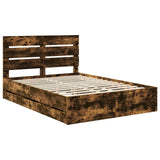 Bed Frame with Drawer Smoked Oak 160 x 200 cm Engineer Wood 3411821