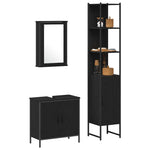 Bathroom Furniture Set with Door 3 pcs Black 33 x 33 x 185.5 cm 3334401