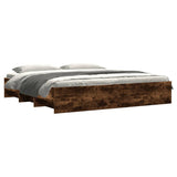 Bed Frame without Mattress Smoked Oak 200x200 cm Engineered Wood 3295629