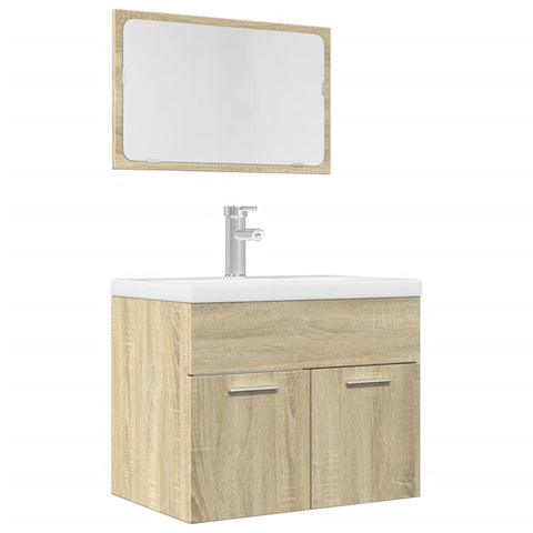 ZNTS 2 Piece Bathroom Furniture Set Sonoma Oak Engineered Wood 856372