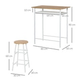 Bar Table Set, Bar Table and Stools Set, Footrest and Storage Shelf, for Kitchen, Dining Room, Pub, T3398P343146