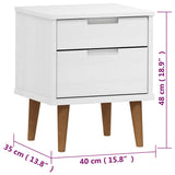Bedside Cabinet MOLDE White 40x35x48 cm Solid Wood Pine 350496