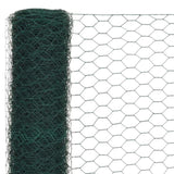 ZNTS Chicken Wire Fence Steel with PVC Coating 25x1.2 m Green 143266