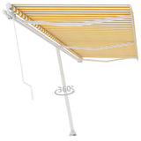 Freestanding Manual Retractable Awning 600x300 cm Yellow/White 3069598