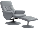 Swivel Recliner Chair with Footstool, PU Leather Armchair and Ottoman with High Back and Round Base T3398P329539