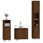 ZNTS 3 Piece Bathroom Cabinet Set Brown Oak Engineered Wood 3187788