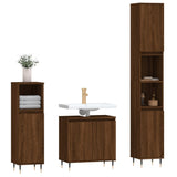 ZNTS 3 Piece Bathroom Cabinet Set Brown Oak Engineered Wood 3187788