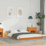 Bed Frame Wax Brown 135 x 190 cm Solid Pine Wood 873324
