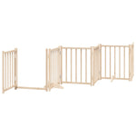 Dog Gate with Door Foldable 15 Panels 750 cm Poplar Wood 3155699