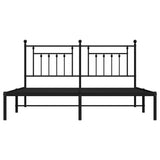Metal Bed Frame without Mattress with Headboard Black 160x200cm 353540