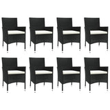 9 Piece Garden Dining Set with Cushions Black Poly Rattan 3187463
