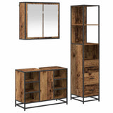 Bathroom Furniture Set with Door 3 pcs Old Wood Engineered Wood 3402420