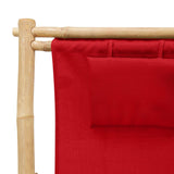 Deck Chair Red Bamboo, Canvas Standard Foldable 318597