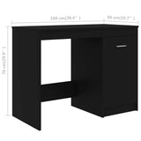 801797 Desk Black 100x50x76 cm Engineered Wood