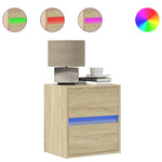 ZNTS Wall-mounted Bedside Cabinet with LED Lights Sonoma Oak 3307965