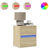 ZNTS Wall-mounted Bedside Cabinet with LED Lights Sonoma Oak 3307965