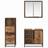 Bathroom Furniture Set with Door 3 pcs Old Wood Engineered Wood 3402372