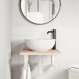 Basin Shelf Wall Mounted Steel and Solid Wood Oak 3302382