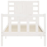 Bed Frame without Mattress White Small Single Solid Wood Pine 3192777