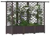 Raised Bed with Trellis and Roof Brown 163.5 x 40 x 138 cm PP 42032525