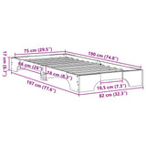 Bed Frame White 75 x 190 cm Solid Pine Wood 872888