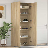 Shoe Cabinet with Door Brown 80 x 35.5 x 180 cm Engineered wood 3333838