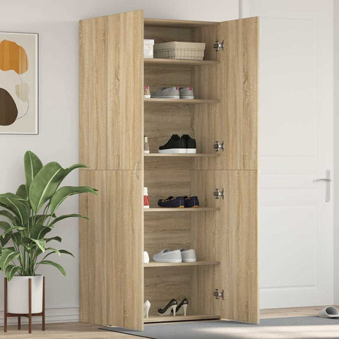 Shoe Cabinet with Door Brown 80 x 35.5 x 180 cm Engineered wood 3333838