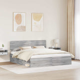 Bed Frame Grey Sonoma 200 x 200 cm Solid Pine Wood 3412038