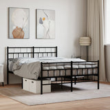 Metal Bed Frame without Mattress with Footboard Black 120x190cm 355674