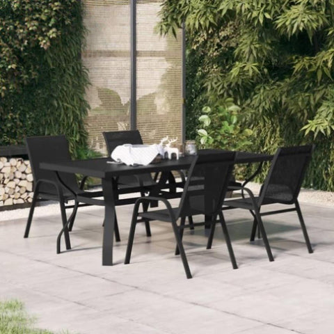 ZNTS 5 Piece Garden Dining Set Black 3095980