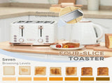 Kettle and Toaster Sets, 3000W 1.7L Rapid Boil Kettle & 4 Slice Toaster with 7 Browning Controls, T3398P343617