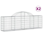 Arched Gabion Baskets 2 pcs 200x30x60/80 cm Galvanised Iron 3146068
